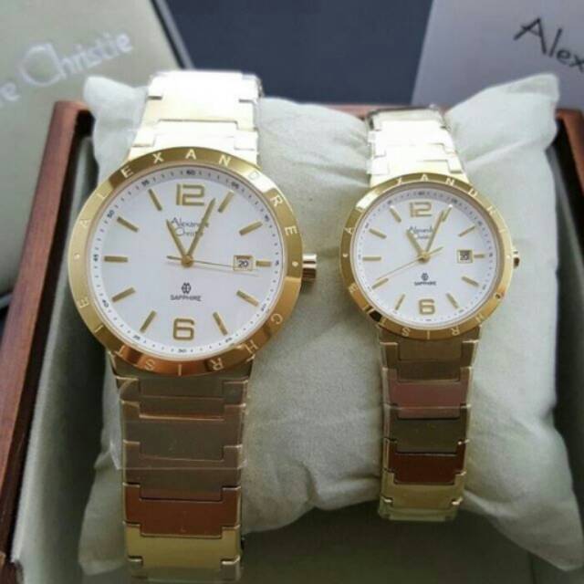 Jam Tangan Couple Alexandre Christie AC8313 Original Gold