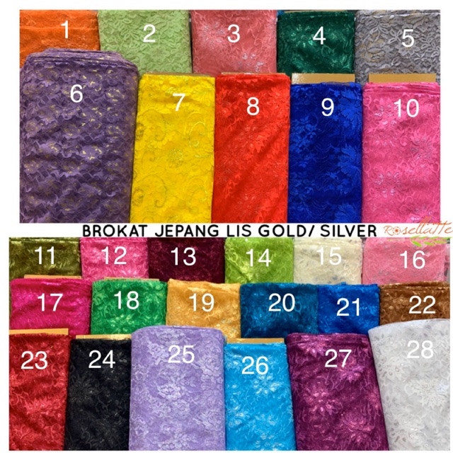 KAIN BROKAT JEPANG TIPIS LIS GOLD SILVER UNTUK KEBAYA