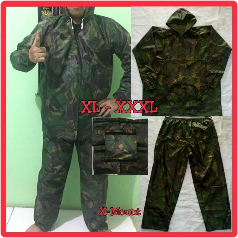 Jas Hujan Stelan Loreng Malvinas Army TNI XL XXL XXXL Big Size JUMBO