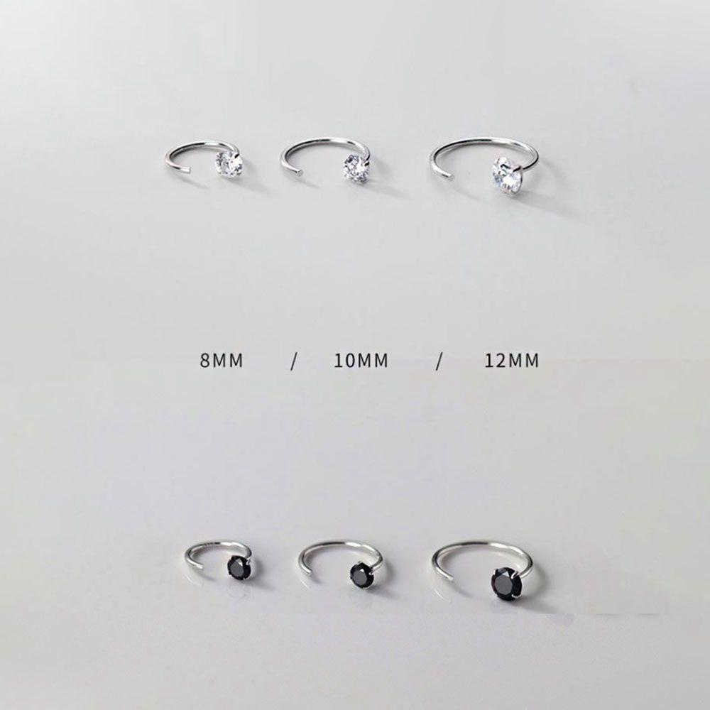 Needway   Sterling Silver Anting Kepribadian Elegan Wanita Tindik Telinga Perhiasan Fashion Zirkon Anting Kecil Hoop