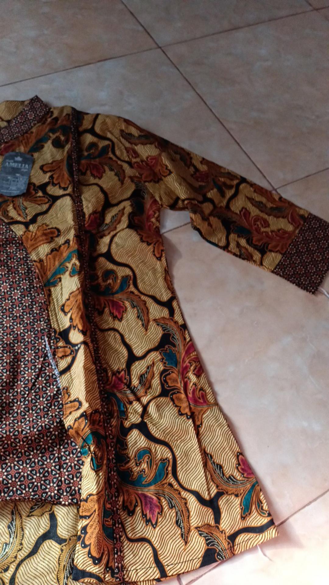 Blus Kombi Daun Lawasan Atasan Baju Batik Wanita Modern