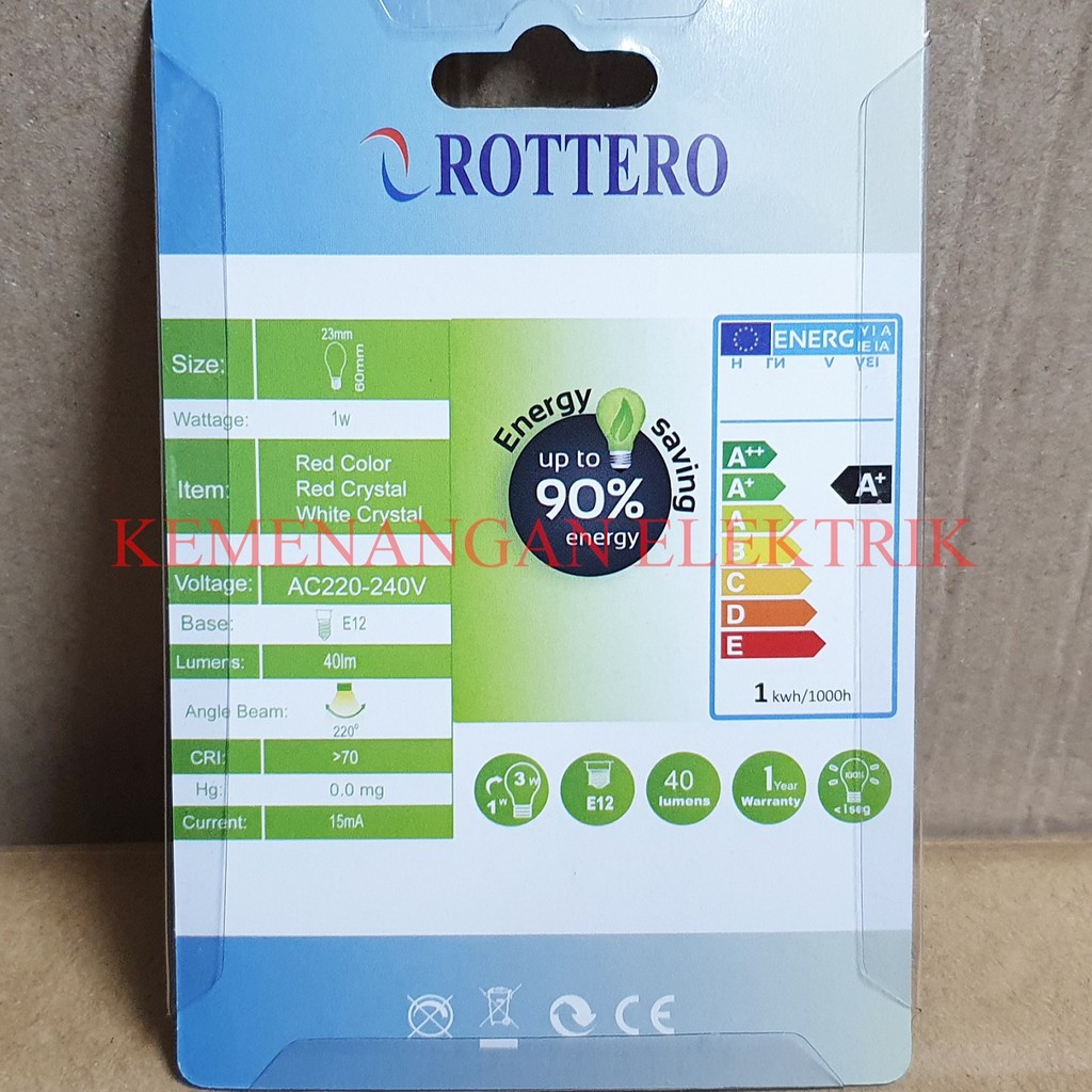 ROTTERO LAMPU CABE LED 1 WATT LILIN CANDLE LIGHT MERAH E12 2PCS / 1W 1 W 1WATT / LAMPU SEMBAHYANG