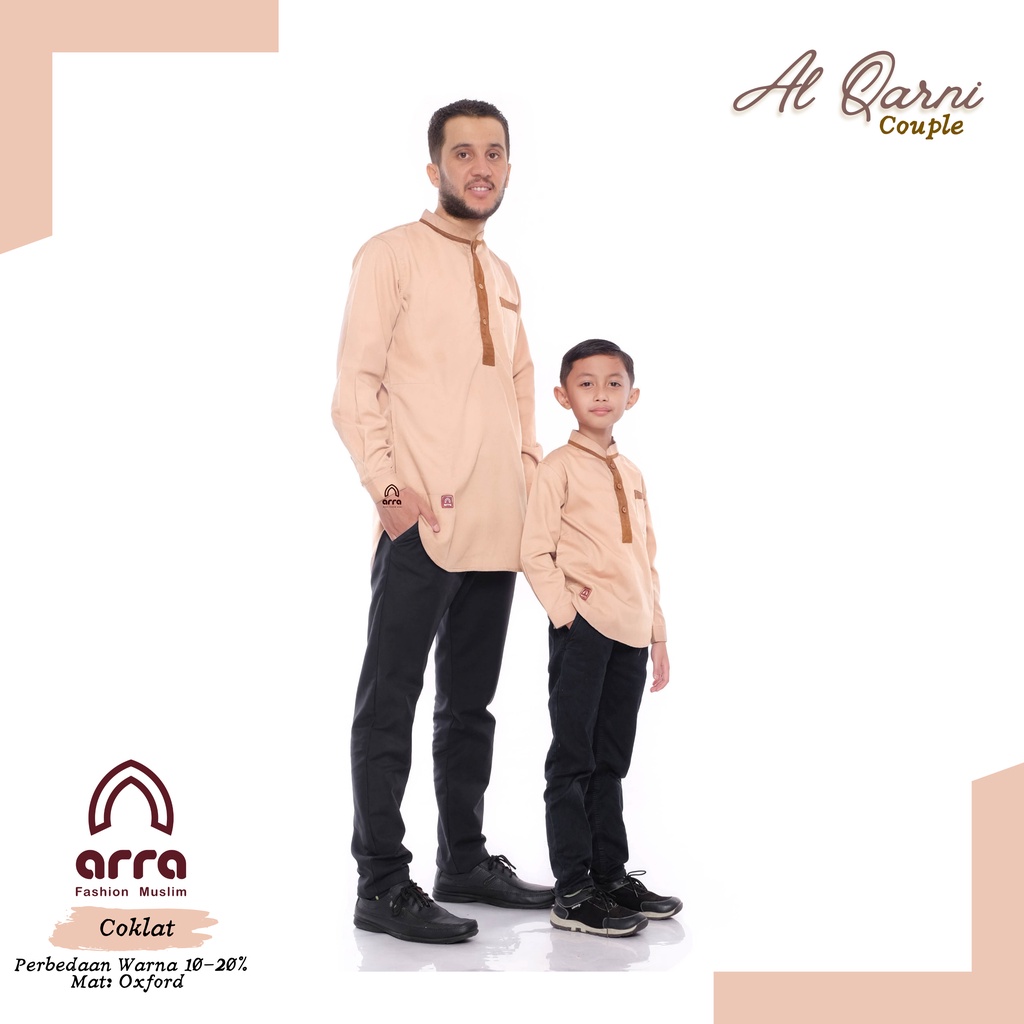 ARRA Baju Koko Al Qarni Kurta Pakistan Couple Ayah dan Anak Laki Laki Baju Kemeja Koko Pria Dewasa Anak Cowok Baju Kokoh Premium Muarh Terbaru Lebaran Idul fitri 2022 Pakaian Keluarga Muslim Baju Takwa Atasan Kapelan Baju Jubah Muslim Pria Lengan Panjang