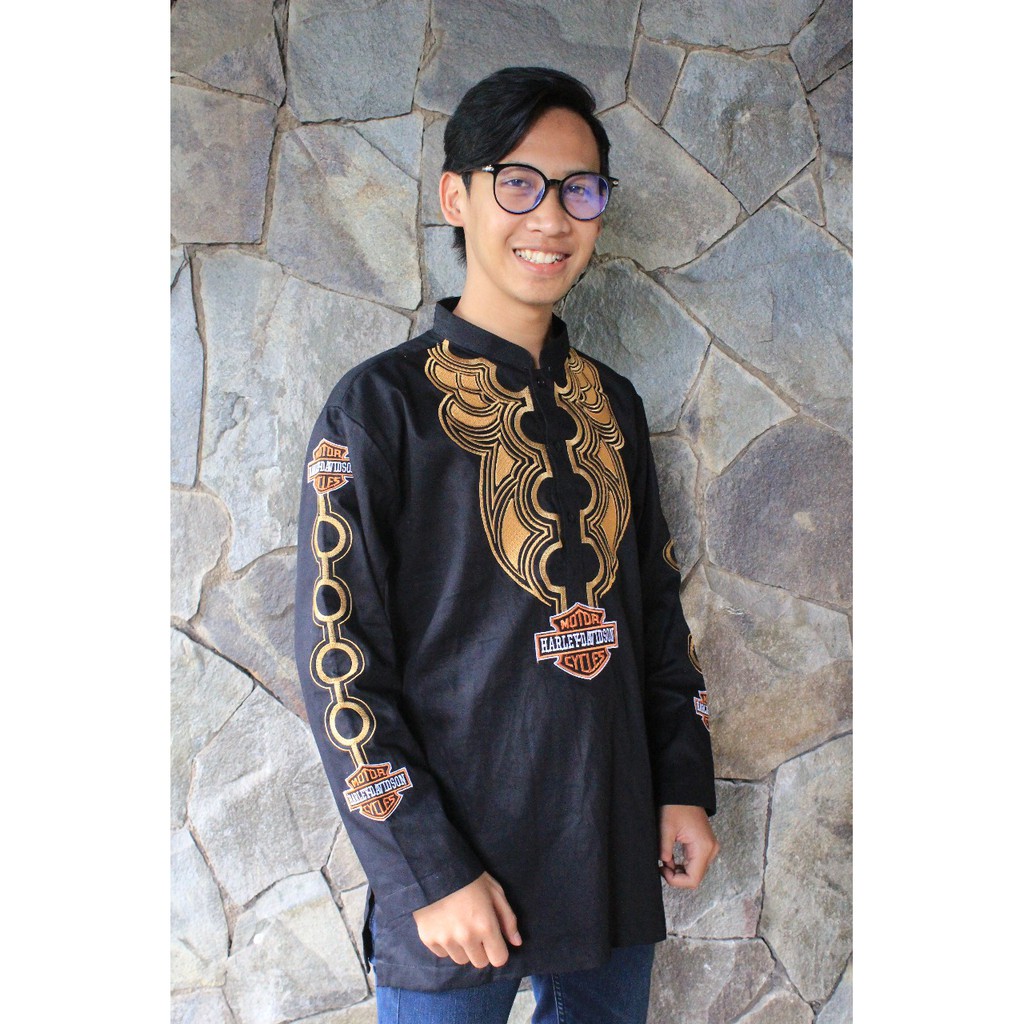 BAJU KOKO HARLEY DAVIDSON BLACK PANTHER PREMIUM BAJU MUSLIM BAJU KOKO PRIA DEWASA