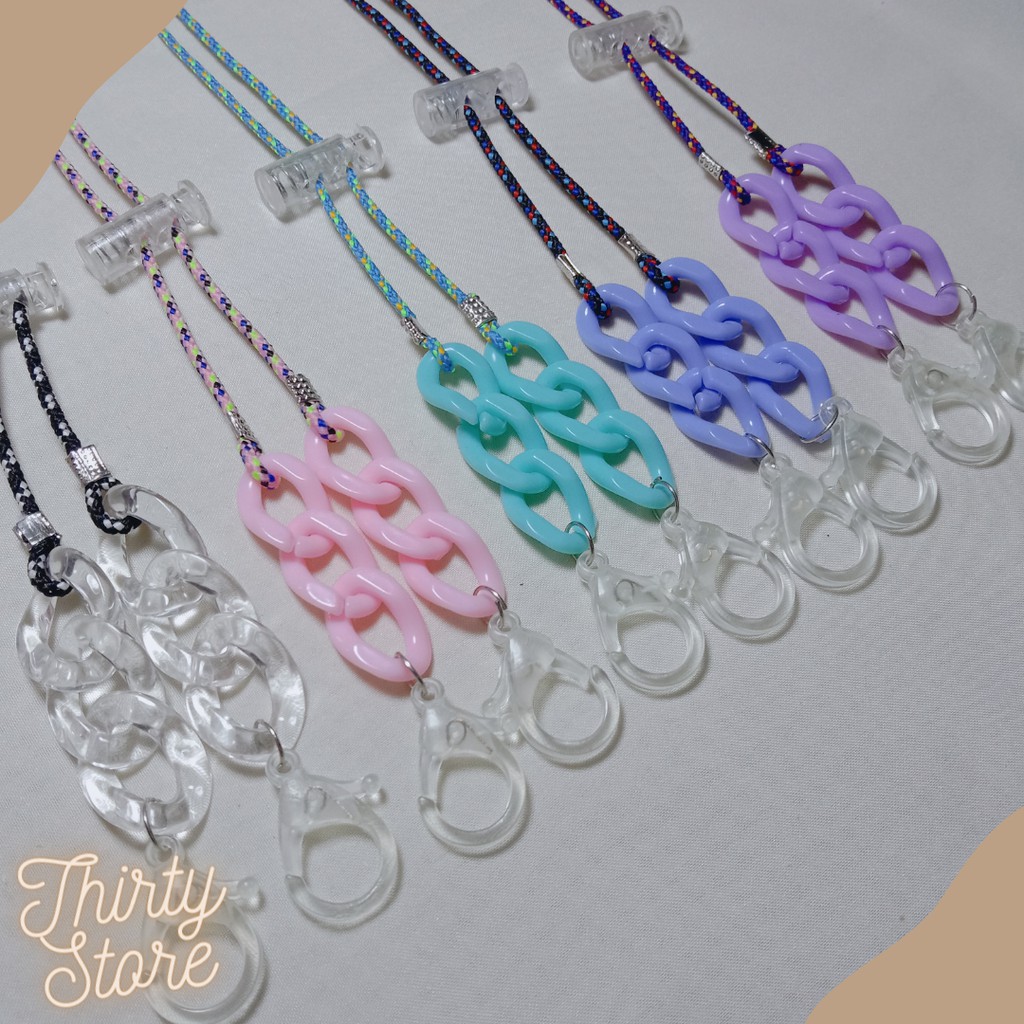 Strap Masker 2 in 1 / Tali Motif Mix Rantai/ Konektor Hijab dengan Stopper / Adjustable Strap Mask