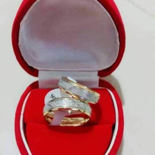 Cincin couple ukir nama lapis emas