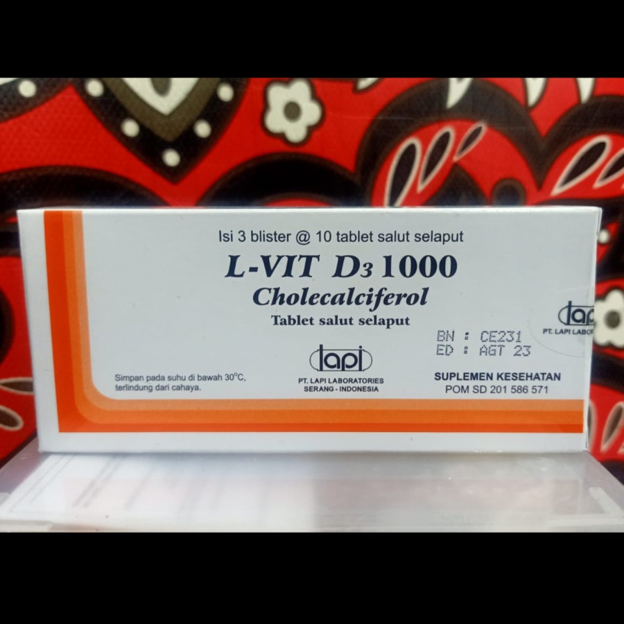 L-VIT D3 1000 IU VITAMIN D3 1000 IU  BOX ( ISI 30TABLET) // L VIT D3 1000 IU // VIT D3 1000 IU