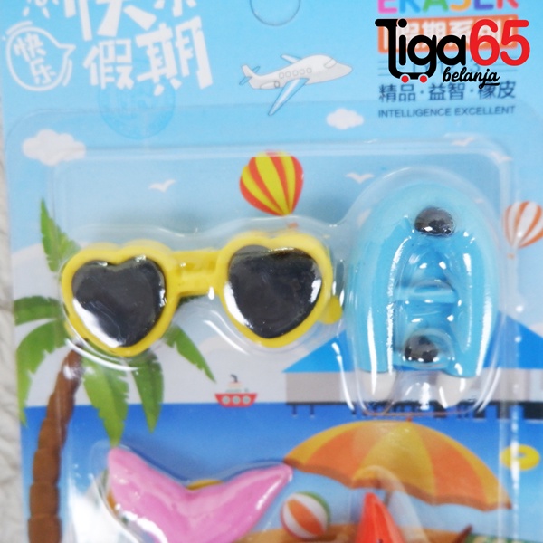 365 Cartoon Eraser #40894 Penghapus Set Beach Shape Penghapus Kartun Isi 4 pcs