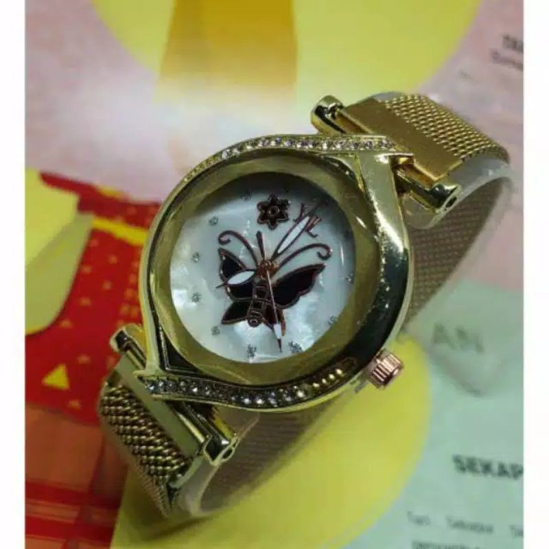 Jam Tangan Wanita Kupu&quot; oval Magnet New (Dikirim Dari Jakarta)