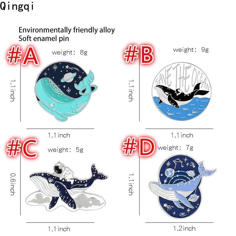 Bros Pin Enamel Desain Astronot / Whale / Petualangan Bawah Laut Untuk Hadiah Teman
