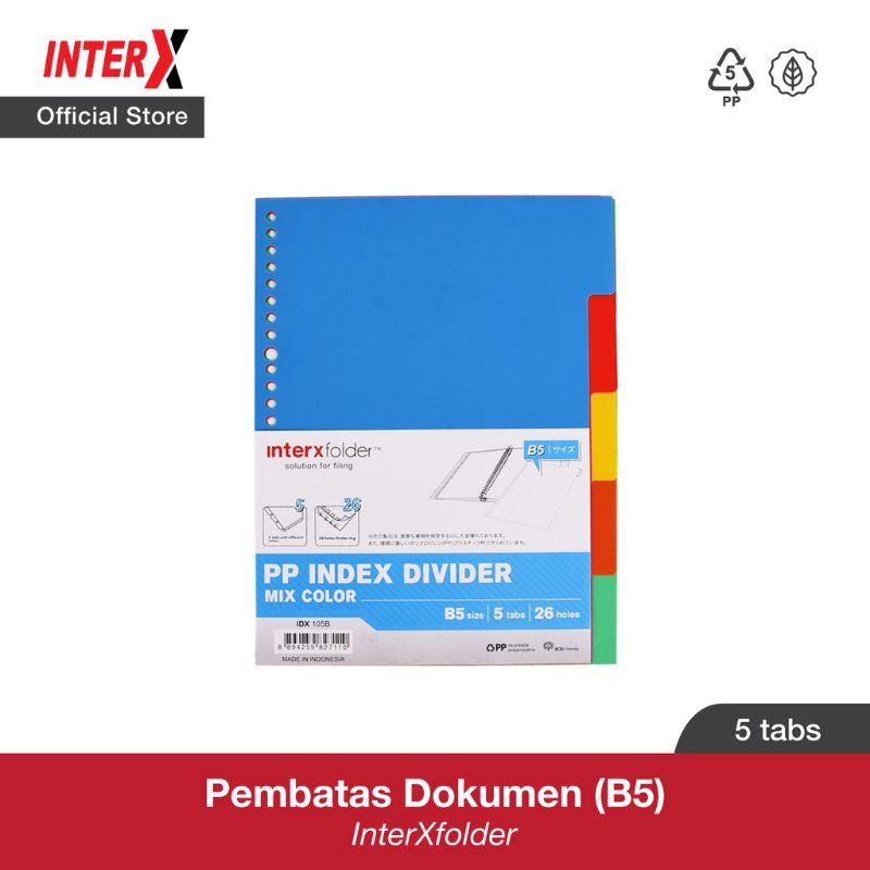 Pembatas buku binder B5 sheet protector divider interx