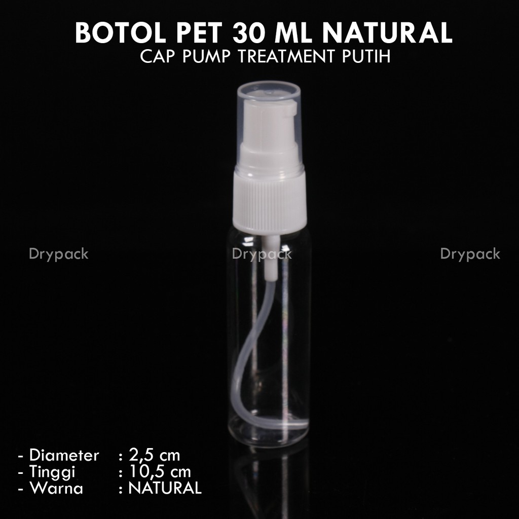 Botol PET Round 30ml Natural Treatment Tutup Putih