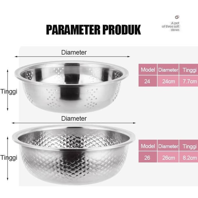 HAN RIVER SARINGAN DAPUR 1 SET ISI 3PCS STAINLESS STEEL