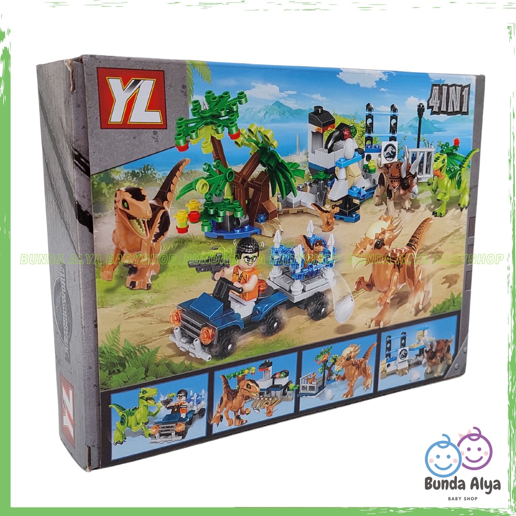 Mainan Block Bongkar Pasang Bentuk Dinosaurus Jurassic World - Mainan Edukasi Anak Dinosaurus YL 4in1