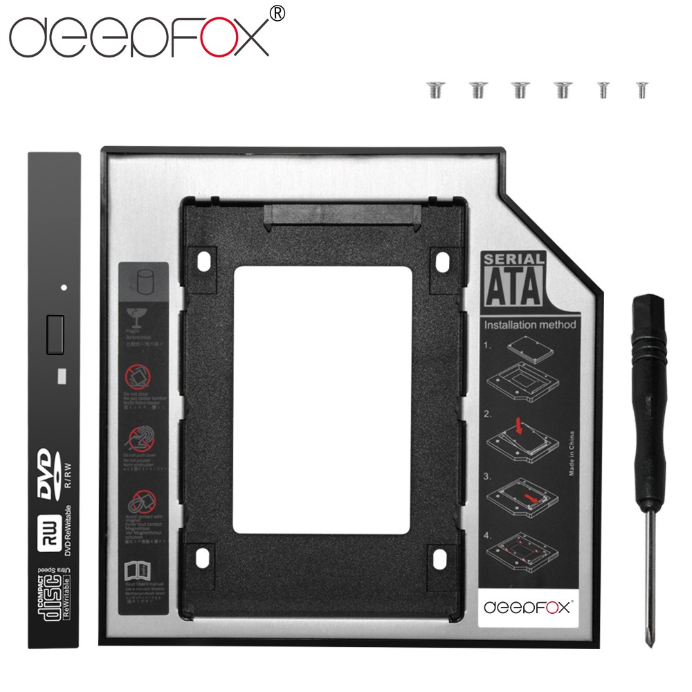 [PO] DeepFox Universal Aluminum Plastic 2nd HDD SSD caddy 9.5mm SATA 3.0 For 2.5" Hard Disk Driver