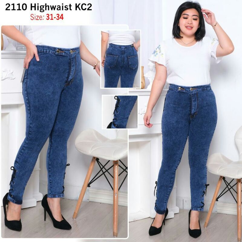 CP KANCING 2 HW HIGHWAIST TALI SILANG KAKI JUMBO JEANS 2109 2110 2111