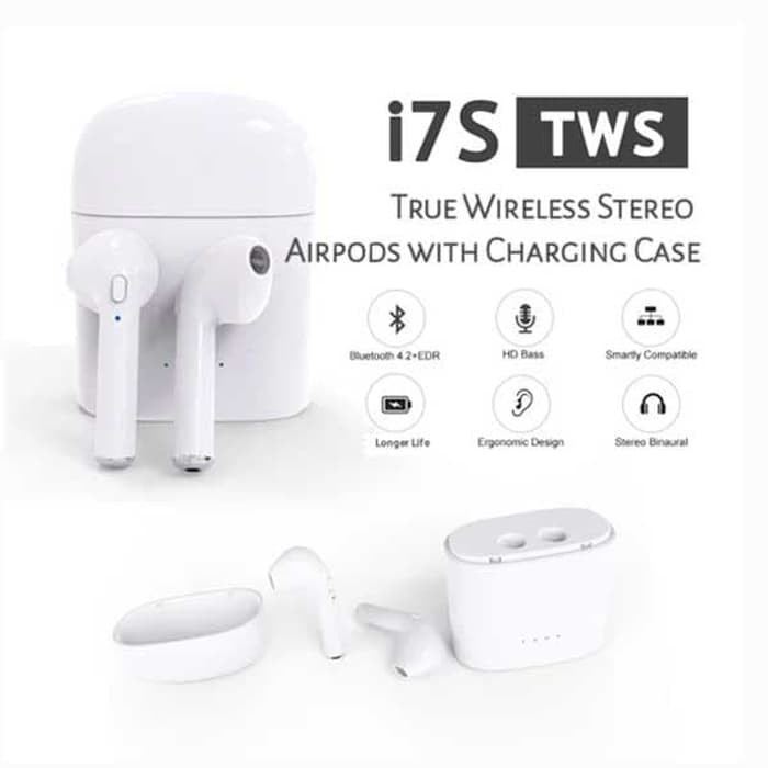 HEADSET I7S / EARPHONE BLUETOOTH 5.0 HBQ i7s DOUBLE SPORT TRUE WIRELESS TWS