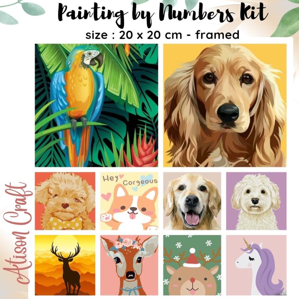 

((BISA COD)) mini paint by number kit ready jakarta painting by numbers 20x20 cm mix picture