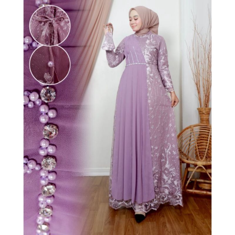 Gamis Brukat Terbaru Baju Wanita Jumbo Abaya Kebaya Dress Muslim  Camila Kamila Naila  Syari Remaja 