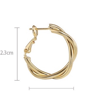 Anting hoop Bulat Kecil Bahan metal Warna silver / Emas