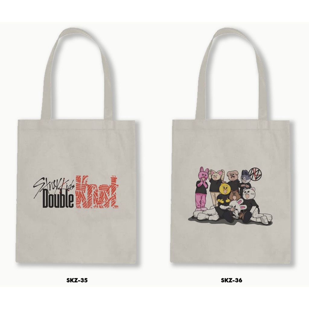 Tas Tote Bag Resleting Kanvas/Blacu  - Stray Kids 3