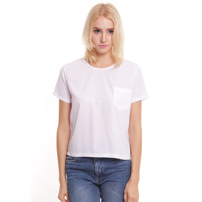 Blouse wanita Atasan Baju Wanita Basic Blouse Putih Formal Casual Murah Berkualitas - Putih, L Murah