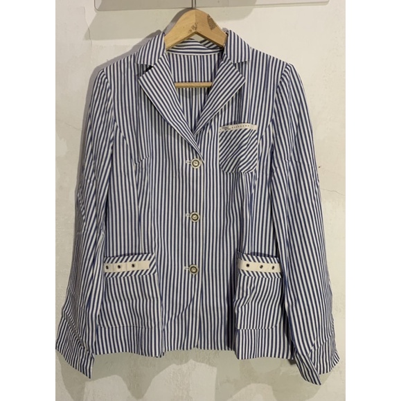 Blazer Motif Garis Wanita Outer Stripes Wanita