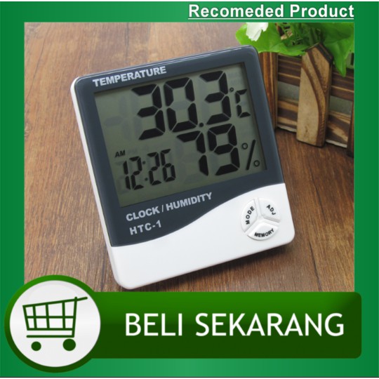 Jam Digital Alat Pengukur Suhu Ruangan Higrometer HTC 1 Termometer / Jam Digital HTC 1