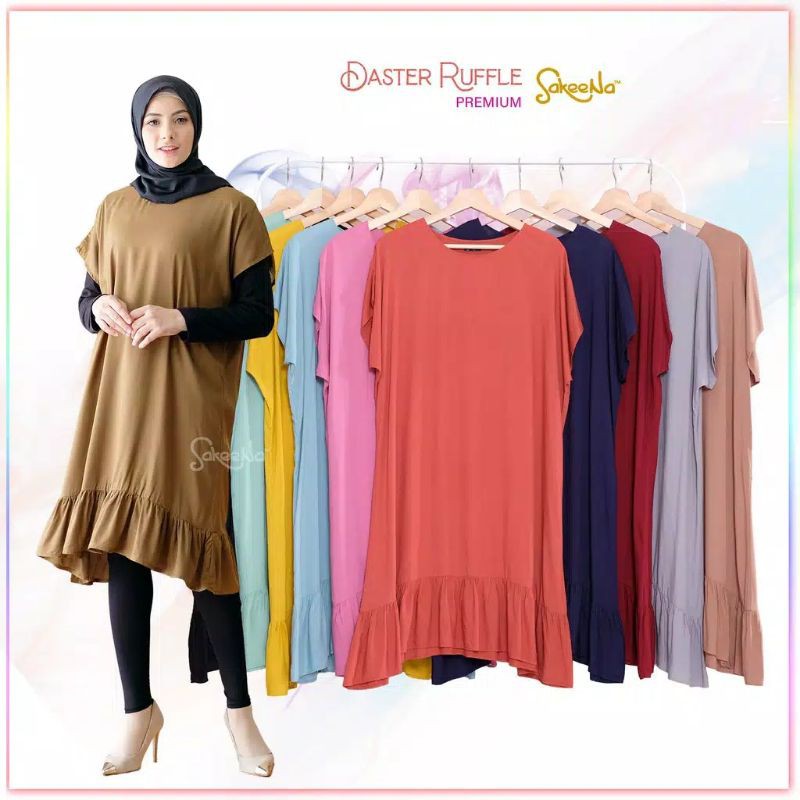 Daster Ruffle Kekinian Jumbo Viral Polos Homey Dress Katun Rayon