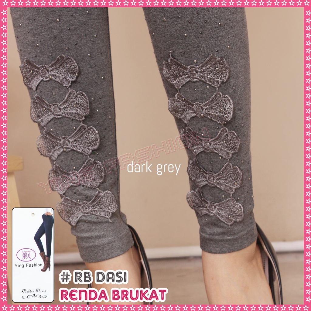 Legging Renda Brukat Mutiara Dasi Kupu Kupu / legging renda mutiara wanita / legging fashion import wanita