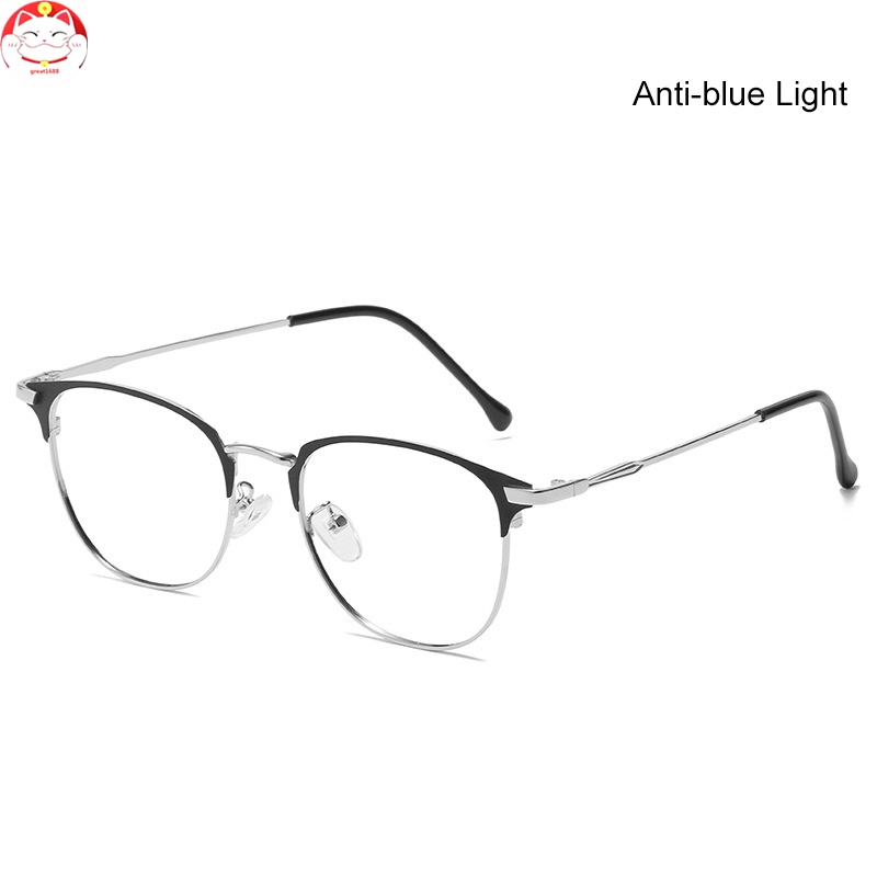 Bluelight-blocking Glasses Outdoor Photochromic Flat Lens 14g Ultralight Retro Style Round Frame for Computer Workers