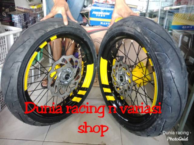 Sepaket Velg Supermoto CRF 150 ring 17 Supermoto tromol ori CRF Ban Tubles paketan siap pasang