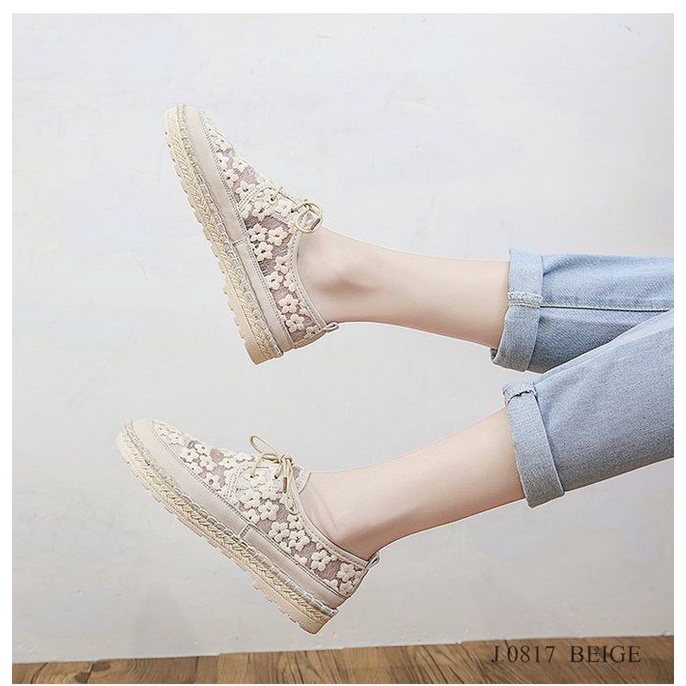 SEPATU BROKAT SLIP ON MOTIF FLOWER ANIELA 0817