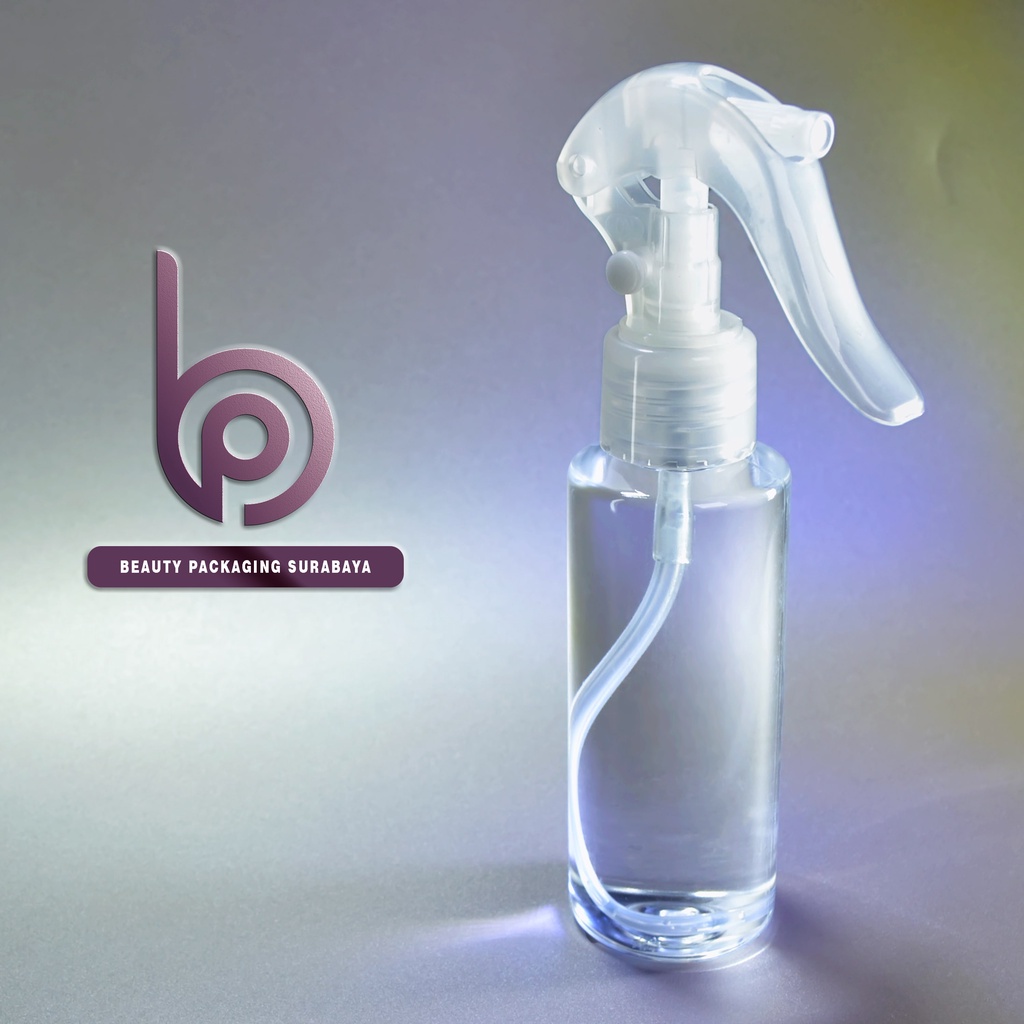 Botol Plastik PET 100ml RF Bening Tutup  Spray Trigger Semprot