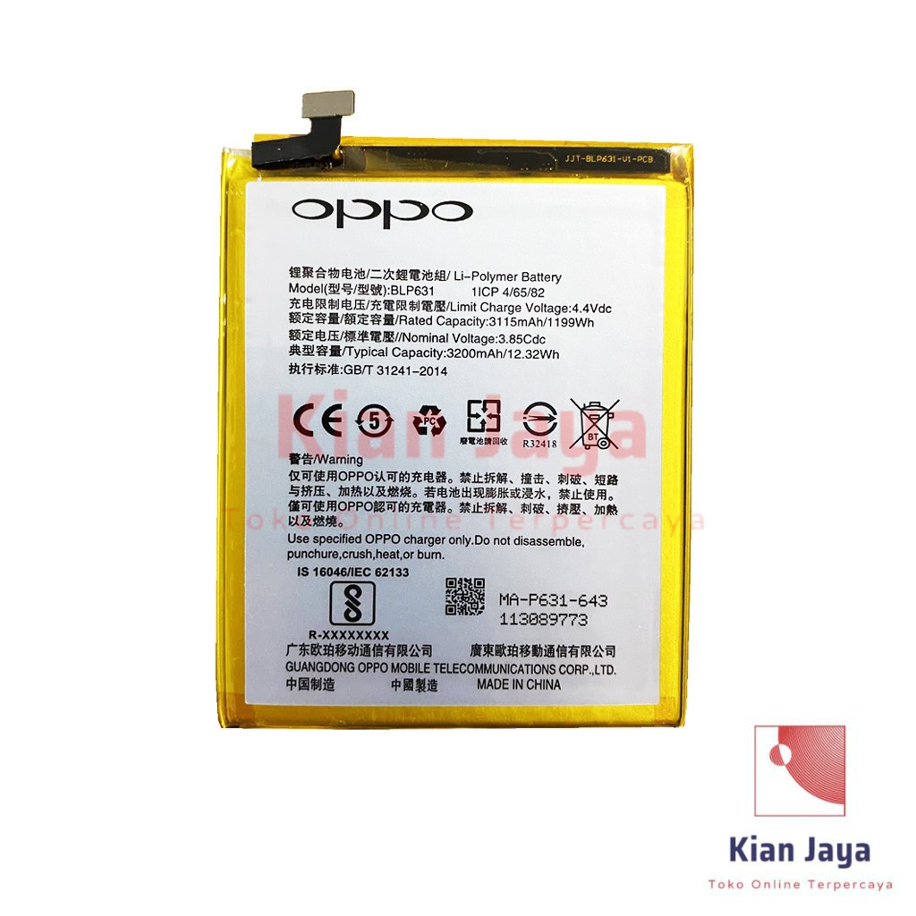 Baterai Oppoo F3 / F5 / BLP631 Original OEM Batre Batrai Battery Hp BLP 631 Ori