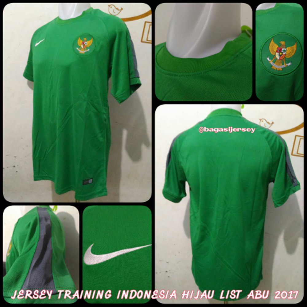 Jersey Training Timnas Indonesia Hijau List Abu 2017 new Bagus