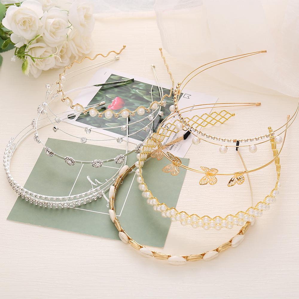 YEEZII Sweet Elegant Pearl Crystal Headband Korean Butterfly Bride Hairband Women Fashion Hair Accessories