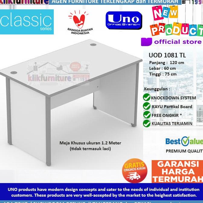 Jual Uod Tl Uno Meja Tulis Meja Kantor Meja Kerja Tanpa Laci Cm Jekomart Shopee