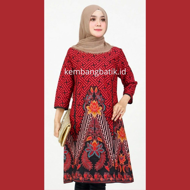Baju Atasan Wanita Fashion Muslim Tunik Batik Modern
