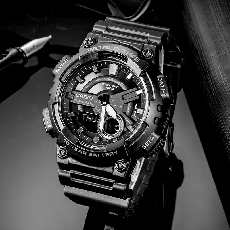 Casio Original AEQ-110W-1B / AEQ-110W-1B Jam Tangan Pria - Digital - Karet - Hitam G-shock