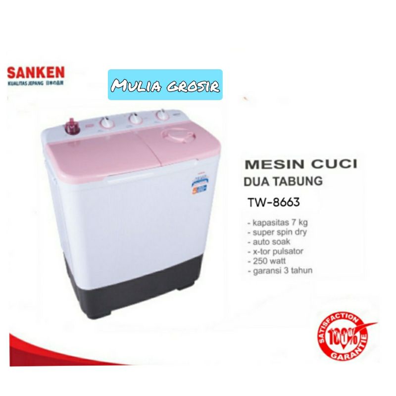 Mesin Cuci Sanken 7kg TW 8663 SBU Mesin Cuci 2 Tabung