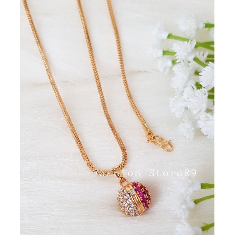 New Bestquality import kalung bola permata kombinasi white pink bestseller perhiasan emas xuping