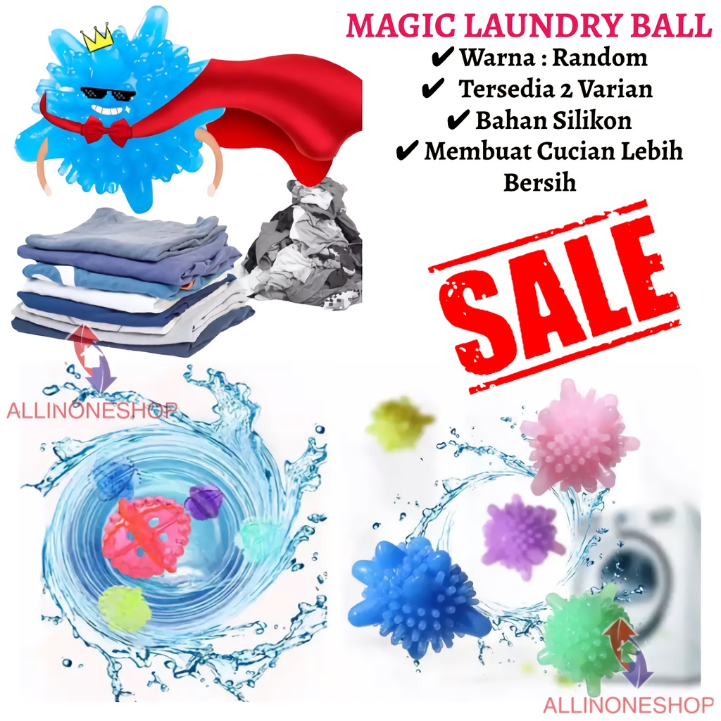 Magic Laundry Ball / Bola Karet Mesin Cuci Anti Kusut / Bola Pencuci Baju Reuseable