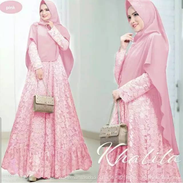 gamis khalifa kaila brokat kebaya dress  premium