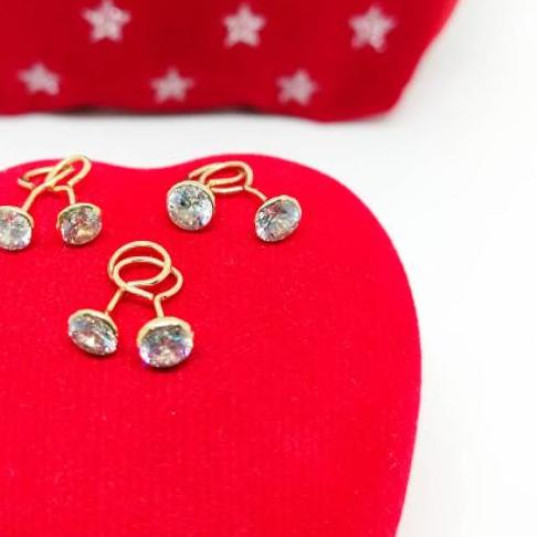 Giwang toge dewasa bungkus mata berlian putih perak asli 925/silver lapisan emas kuning murni.