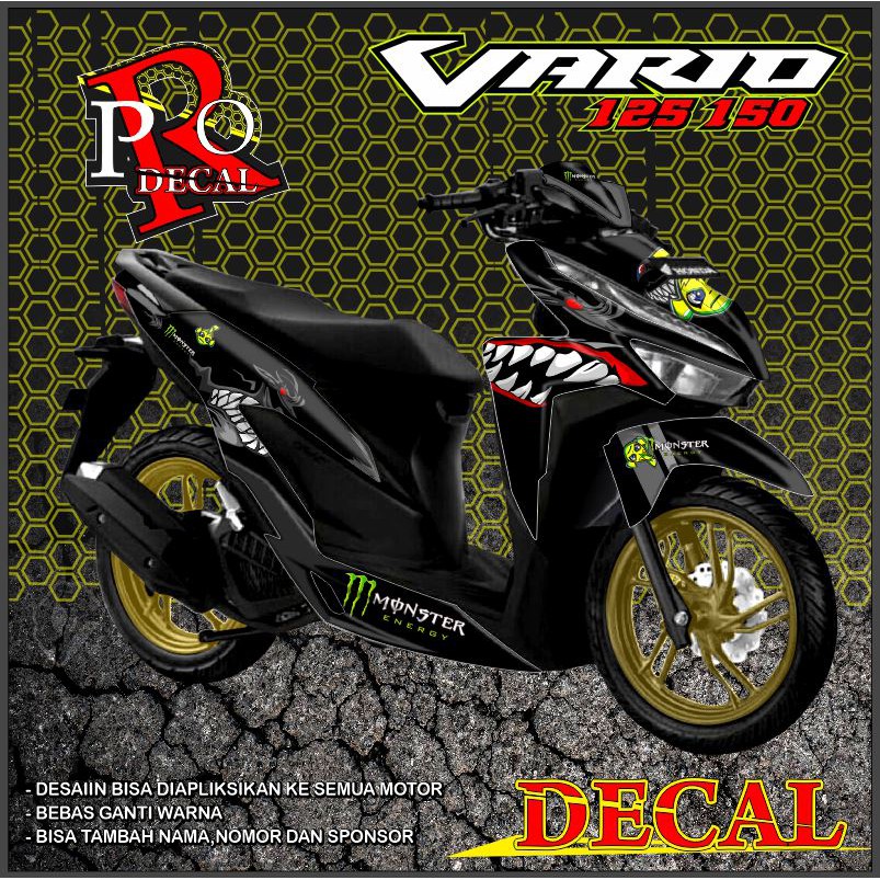 decal stiker vario150 black hiu/decal vario 150/decal vario shark