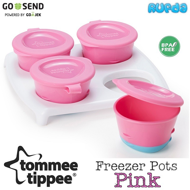 (PINK) Tommee Tippee Freezer Pots &amp; Tray Wadah Makan Bayi