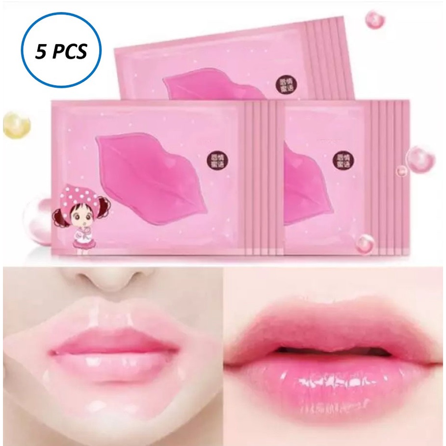 5 Pcs Masker Bibir PINK Collagen Nourish Lips ORIGINAL / Collagen Lip Mask Masker Bibir Original Alami Masker Organik / Masker Wajah Pelembab Bibir Pink Alami Pemerah Bibir Mengobati Bibir Kering Bibir Hitam dan Pecah