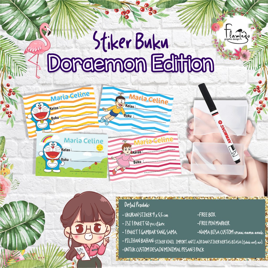 

STIKER LABEL BUKU SEKOLAH DORAEMON EDITION FREE CUSTOM NAMA ANAK DAN FREE BOX PENYIMPANAN + SPIDOL