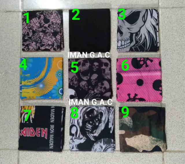 MASKER BAFF HITAM DAN MOTIF TENGKORAK DAN MOTIF BERWARNA